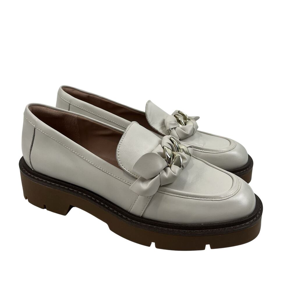 Nordstrom Trinity Leather Loafer Beige Cream 9M Chain Lug Sole Fits